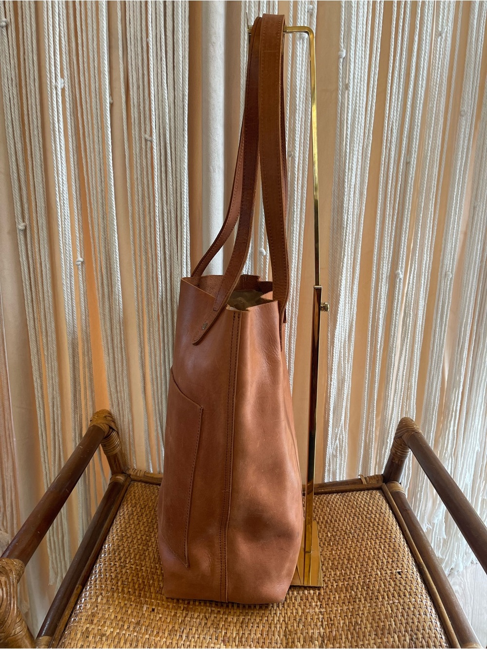 Parker Clay Leather Tote bag Rust Brown classic Open Top design - Picture 6 of 16